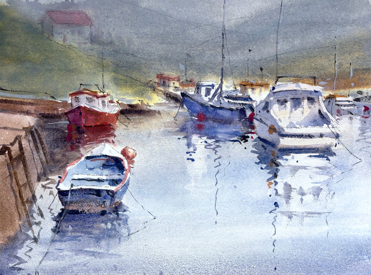 Boats Resting In Harbour Waters